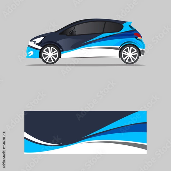 Fototapeta wrapping car decal wavy style blue design vector