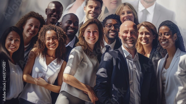 Fototapeta Business people, teamwork and meeting for strategy, planning applauding during meeting, or corporate brainstorming discussion at office. Group of diverse workplace employees in team collaboration