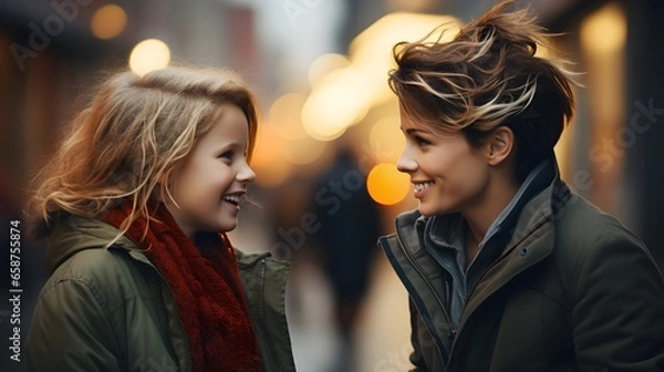 Fototapeta Joyful Friends Embracing Life in Urban Setting. Two friends smiling and enjoying city life.