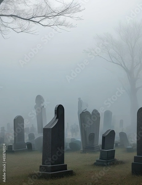 Obraz cemetery in fog