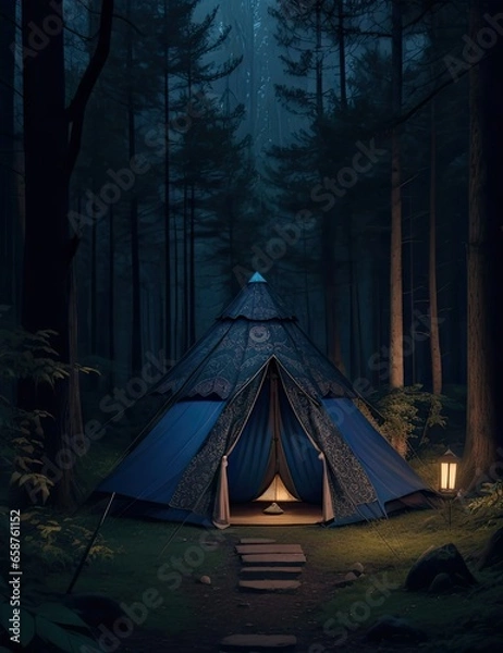 Fototapeta tent in forest