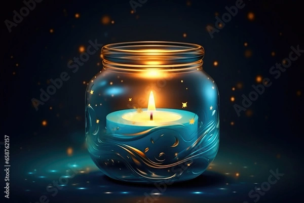 Fototapeta Glowing Candlelight in Exquisite Jar