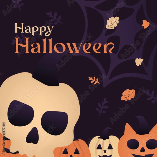 Obraz halloween pumpkins scary pattern