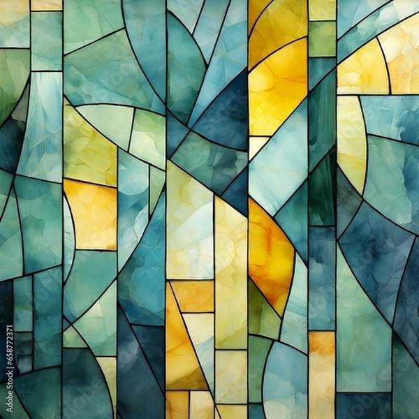 Obraz A yellow and green mosaic design
