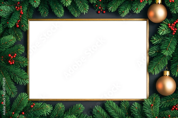 Obraz Christmas horizontal gold frame mockup