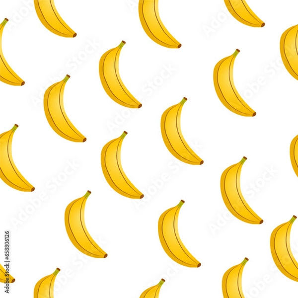 Obraz Seamless banana pattern on white background. Fresh tropical fruit wallpaper