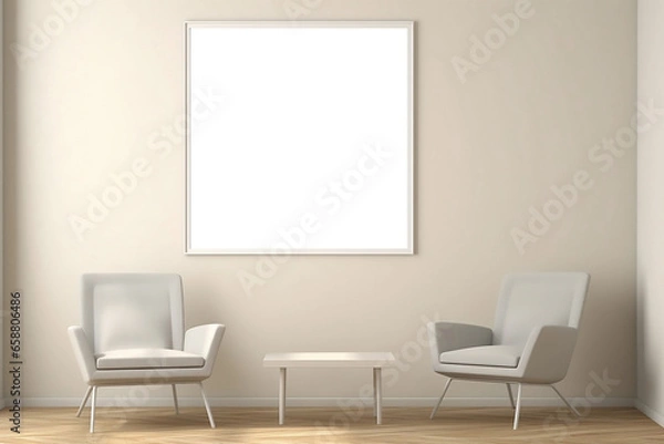 Fototapeta Blanked interior mockup showcasing a minimalistic and neat living space, providing a canvas for potential decor ideas, clean and modern