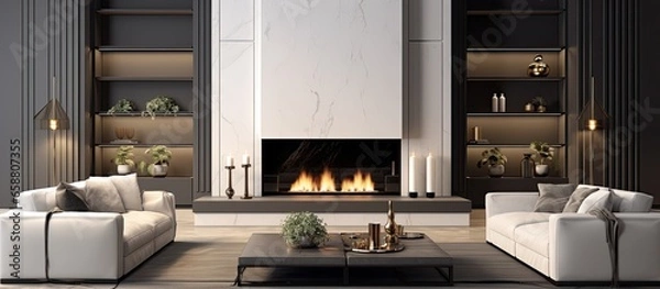 Fototapeta Upscale contemporary living area With copyspace for text