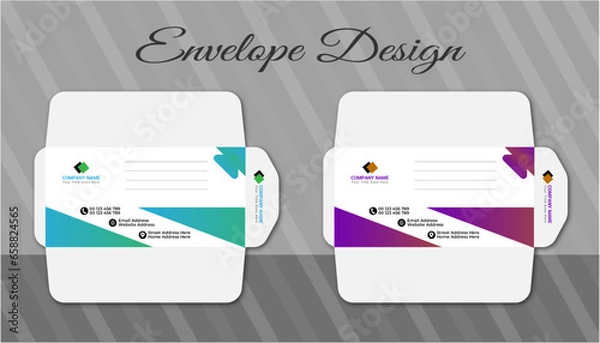 Fototapeta Vector modern creative personal and professional use and company envelope design template With 2 colors
