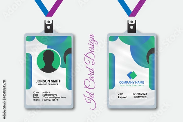 Fototapeta Abstract Geometric Id Card Design, Professional Identity Card Template Vector for Employee and Others