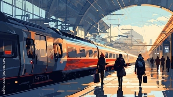 Obraz Busy Train Station