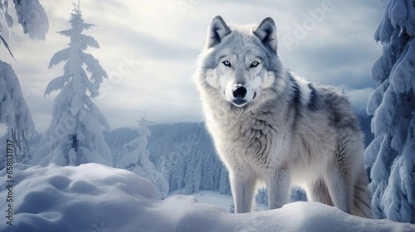 Obraz a wolf standing in the snow