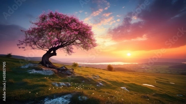 Fototapeta Spring and Summer in Beautiful Sunset