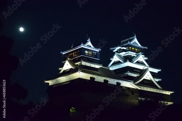 Obraz 満月と熊本城