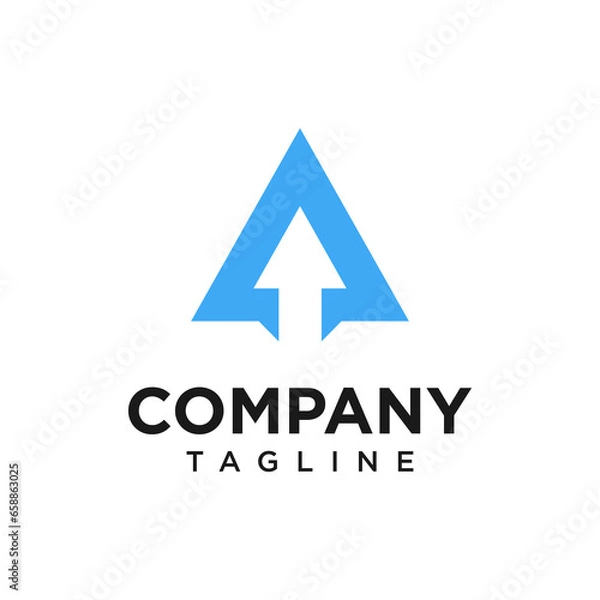 Fototapeta Modern simple arrow logo, triangle, or letter A logo. The symbol represents rapid growth.