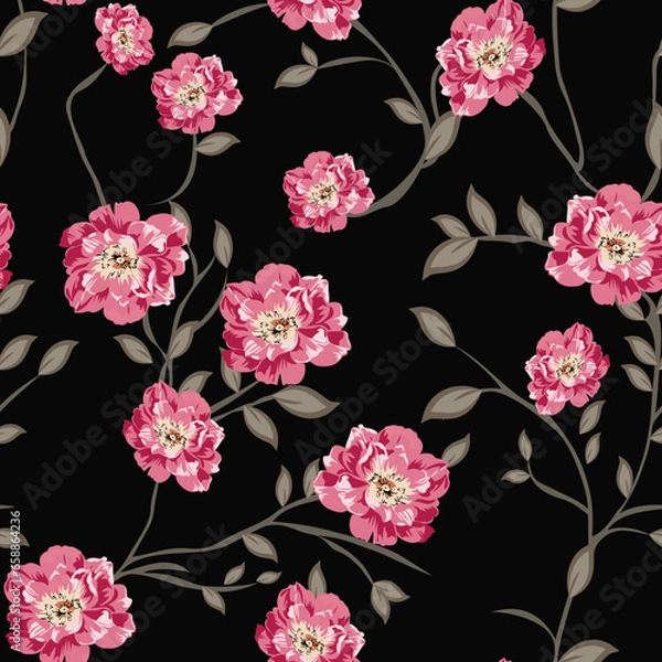 Obraz seamless allover flower design pattern on background