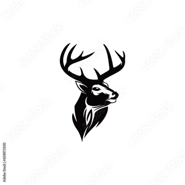 Obraz deer head design in black. vector logo