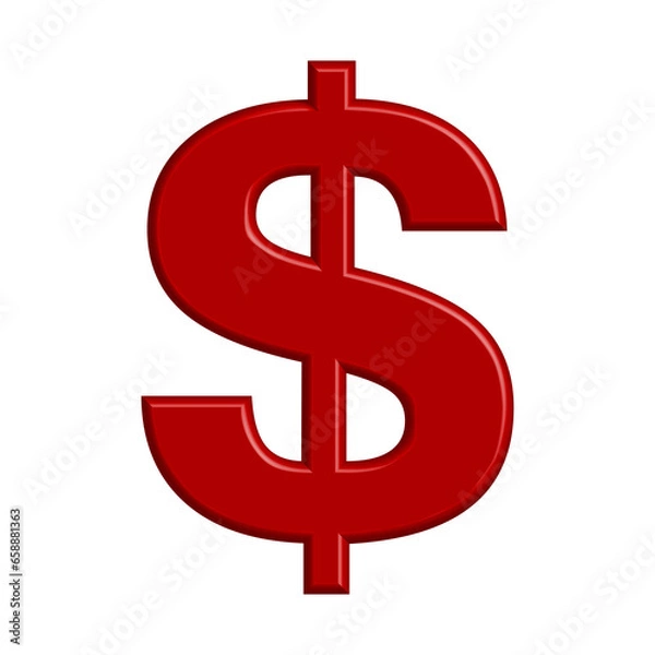 Fototapeta Red dollar icon 3d symbol financial design element