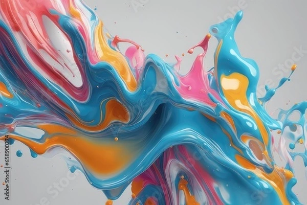 Fototapeta abstract background paint drop splash abstract 3d liquid acrylic paint or fluid bubble flow wallpaper