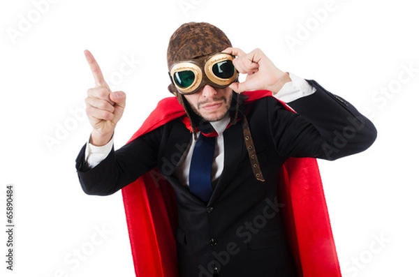 Obraz Man in red cover isolated on white