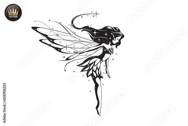 Fototapeta beautiful fairy monochrome vector template
