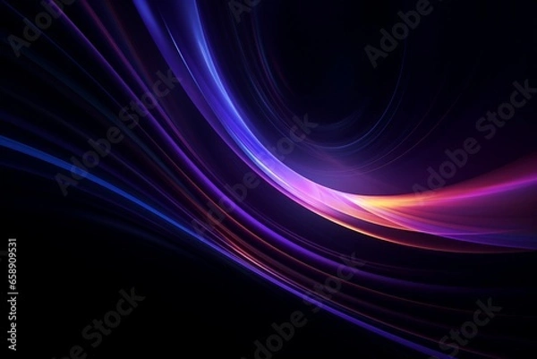 Fototapeta Stunning Abstract Futuristic Dark Background with Neon Purple and Yellow Glow