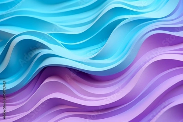 Fototapeta Cheerful 3D Textured Background: Layers of Colorful Paper in Turquoise Blue and Purple