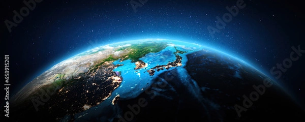 Obraz Japan, Korea and China at night