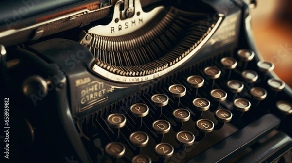 Fototapeta old typewriter with paper. Generative AI