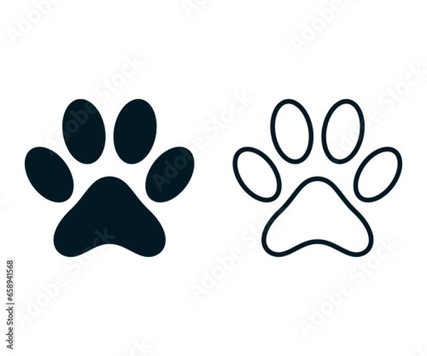Fototapeta Paw Print icon vector. Dog and cat paw print vector icon. Dog vector footprint icon