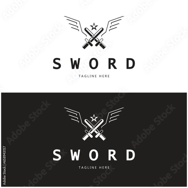 Fototapeta Sword with wings and king vector image