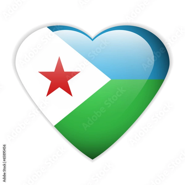 Fototapeta Djibouti flag button.