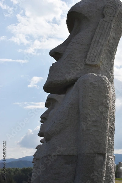 Fototapeta Sapporo Japan October 1 2023 The solid Moai statues in the Takino Reien Makomanai in Sapporo City