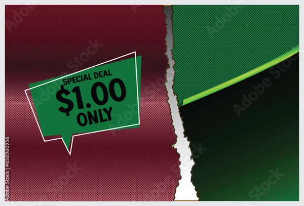 Obraz Sale banner template design with comic background. vector