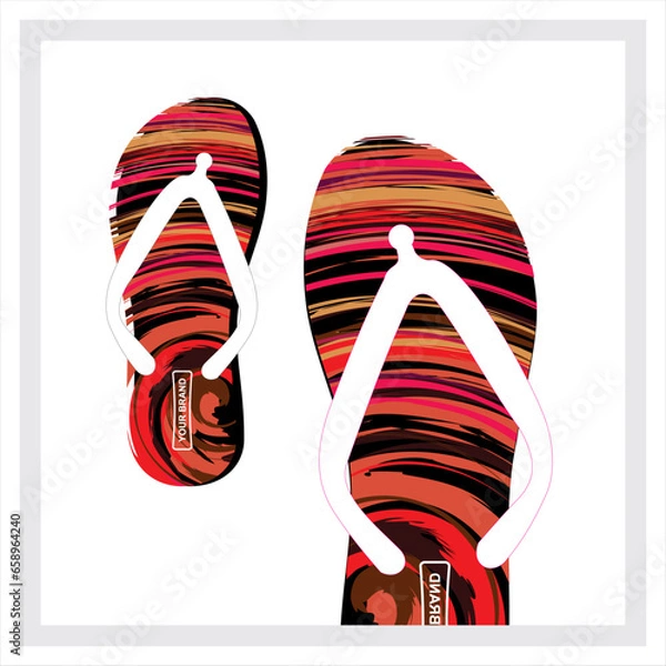 Fototapeta Colorful abstract shape and lines pattern  slippers