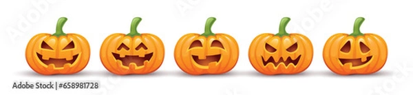 Fototapeta Set of scary Halloween pumpkins. Vector