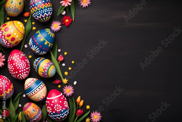 Fototapeta easter eggs on a dark background