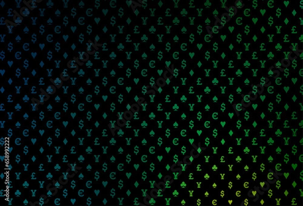 Obraz Dark blue, green vector pattern with symbol of cards.