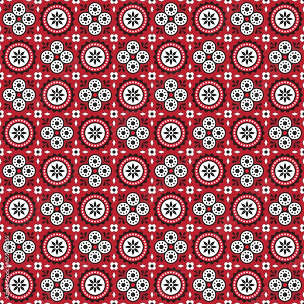 Fototapeta Ajrak Seamless Red Pattern, Vector Illustration