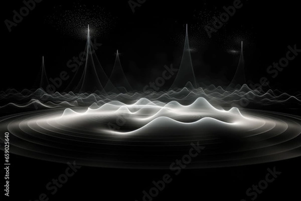 Fototapeta White sound waves create resonance radiate energy vibrate and detect through radar or sonar 