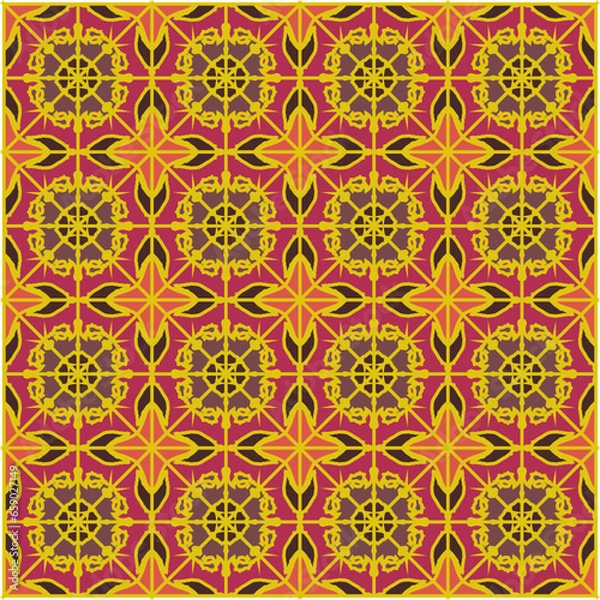 Obraz Seamless geometric Repeat Pattern squares repeatable grid texture vintage rectangle mesh pattern background, Islamic geometric Arabic Ornamental round pattern.