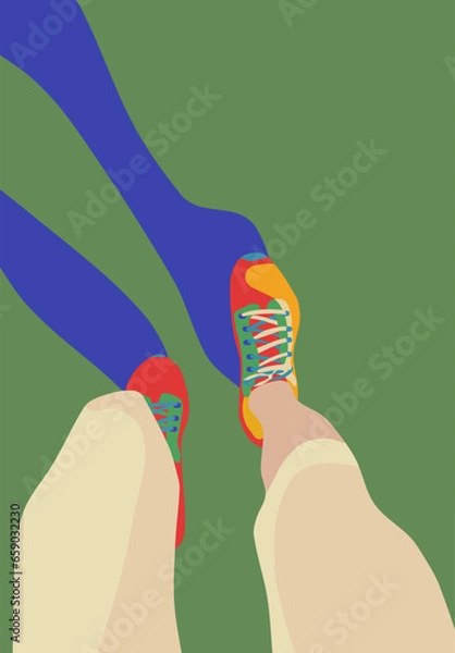 Fototapeta Sport shoes. Fashion sneaker. Modern trendy sport shoes. 