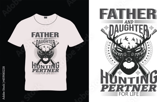 Obraz Father and daughter hunting pertner your life tshirt design.