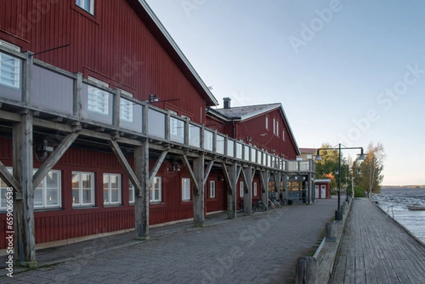 Fototapeta Oktober 6, 2023. Norra Hamn in Lulea, Sweden. Photographed in Norra hamn next to Norrbottens Teater.