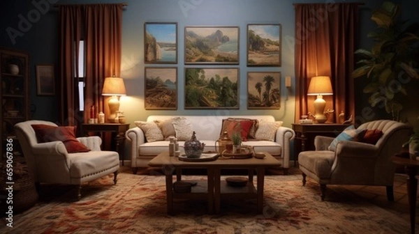 Obraz living room decorating ideas.Generative AI