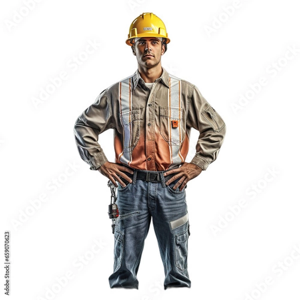 Obraz Engineering man isolated on transparent background, Generative ai. 