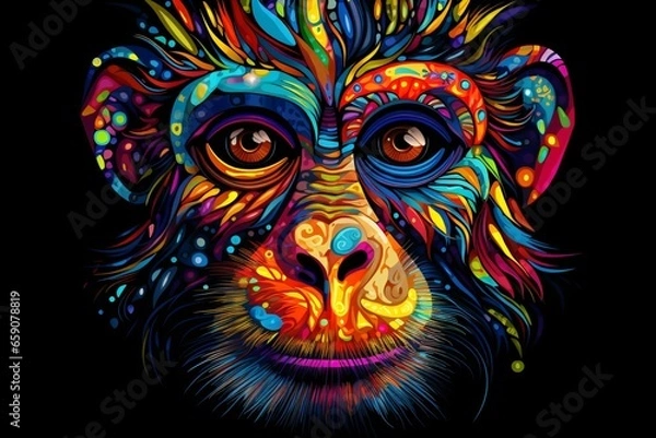 Fototapeta Colorful tattoo of a monkey