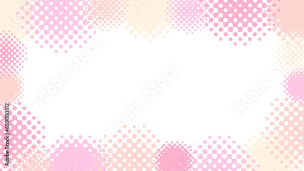 Obraz かわいいピンク色のふわふわハーフトーンフレーム　16：9