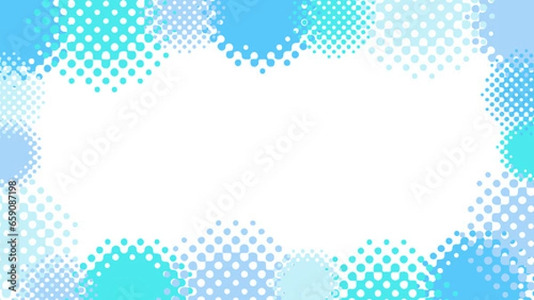 Obraz 水色のふわふわハーフトーンフレーム　16：9