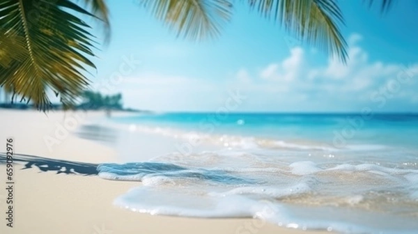 Fototapeta tropical beach background, Advertisement, Print media, Illustration, Banner, for website, copy space, for word, template, presentation